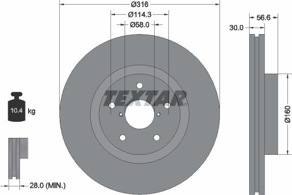 Textar 92199203 - Тормозной диск autospares.lv