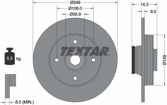 Textar 92194103 - Тормозной диск autospares.lv