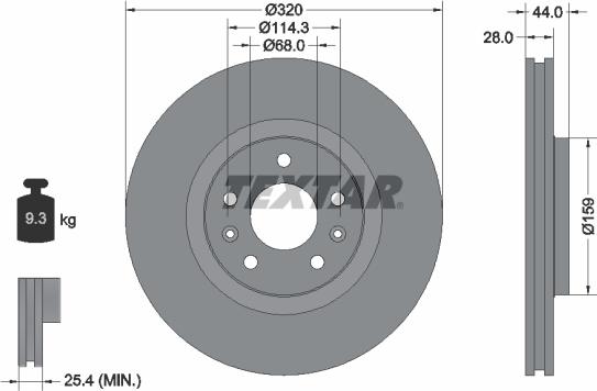 Textar 92195403 - Тормозной диск autospares.lv