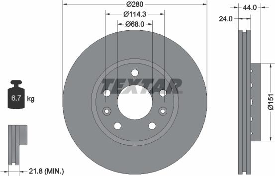 Textar 92195503 - Тормозной диск autospares.lv