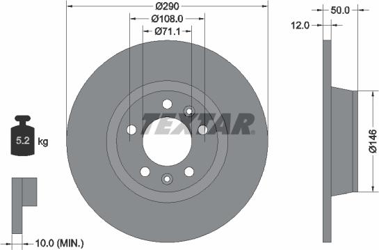 Textar 92195803 - Тормозной диск autospares.lv