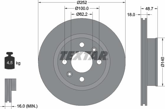 Textar 92196500 - Тормозной диск autospares.lv