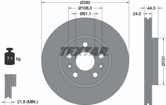 Textar 92196803 - Тормозной диск autospares.lv