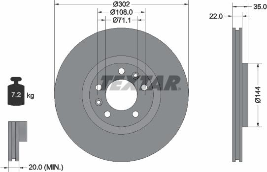 Textar 92197103 - Тормозной диск autospares.lv