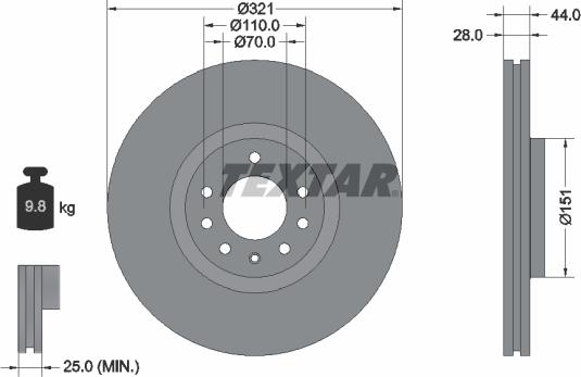 Textar 92149800 - Тормозной диск autospares.lv