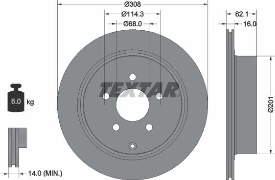 Textar 92149303 - Тормозной диск autospares.lv