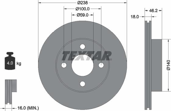 Textar 92144300 - Тормозной диск autospares.lv