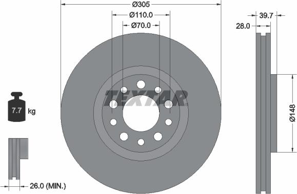 Textar 92145000 - Тормозной диск autospares.lv