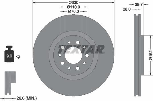 Textar 92145100 - Тормозной диск autospares.lv