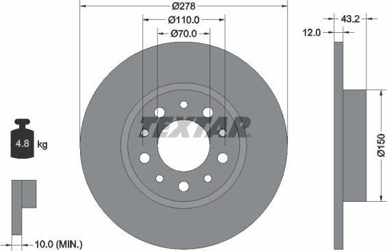 Textar 92145200 - Тормозной диск autospares.lv