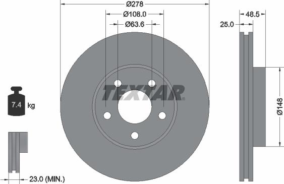 Textar 92141205 - Тормозной диск autospares.lv