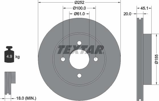 Textar 92148800 - Тормозной диск autospares.lv