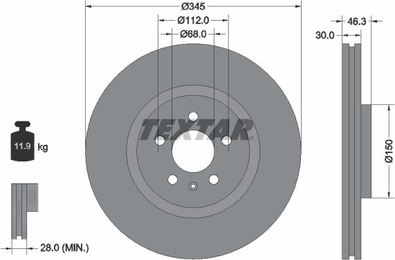 Textar 92143900 - Тормозной диск autospares.lv