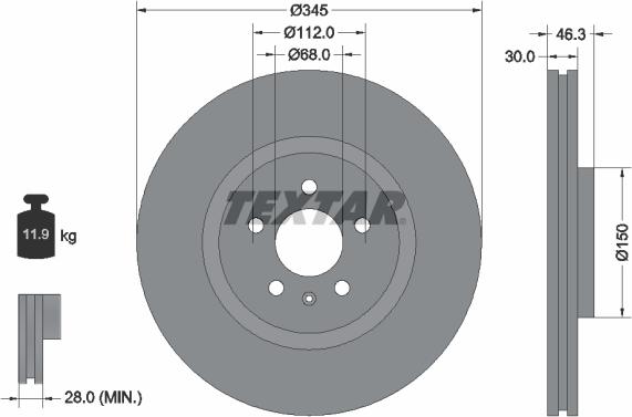 Textar 92143903 - Тормозной диск autospares.lv