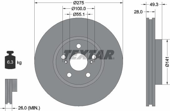 Textar 92142003 - Тормозной диск autospares.lv