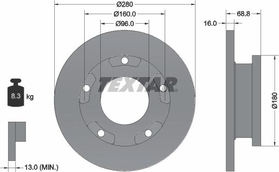 Textar 92159100 - Тормозной диск autospares.lv