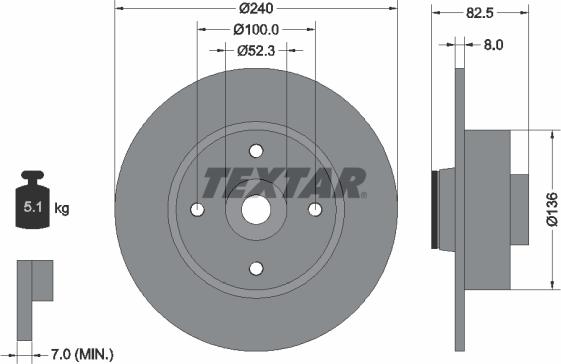 Textar 92154403 - Тормозной диск autospares.lv