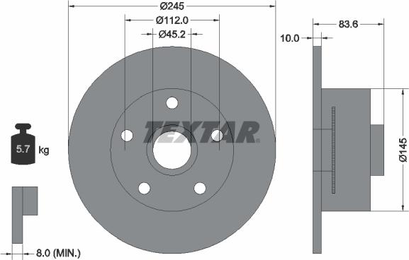 Textar 92154300 - Тормозной диск autospares.lv