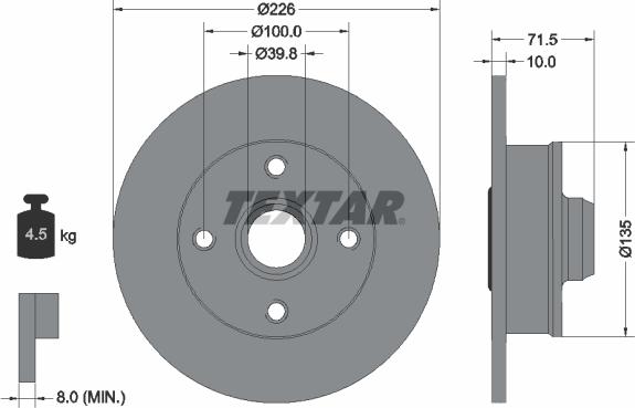 Textar 92154200 - Тормозной диск autospares.lv