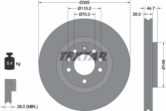 Textar 92155403 - Тормозной диск autospares.lv