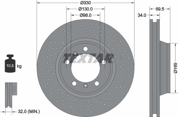 Textar 92150005 - Тормозной диск autospares.lv