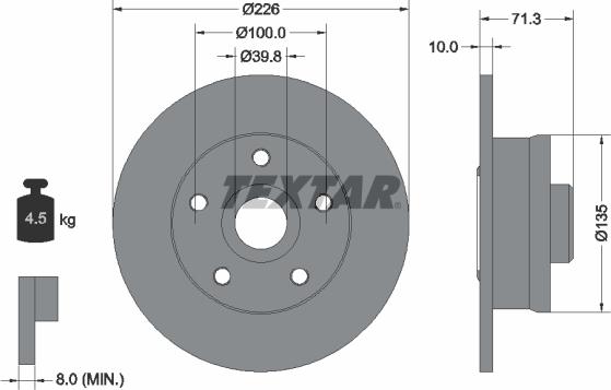 Textar 92153800 - Тормозной диск autospares.lv