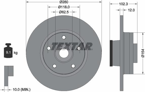 Textar 92153703 - Тормозной диск autospares.lv