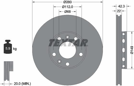 Textar 92152200 - Тормозной диск autospares.lv