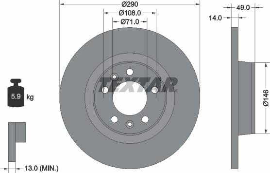 Textar 92157100 - Тормозной диск autospares.lv