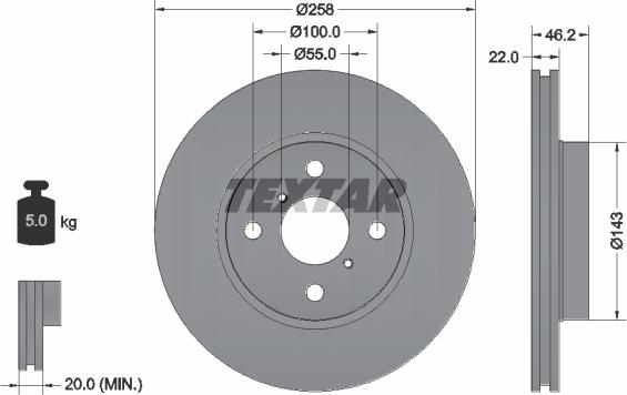 Textar 92164200 - Тормозной диск autospares.lv