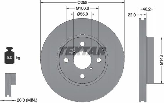 Textar 92164203 - Тормозной диск autospares.lv