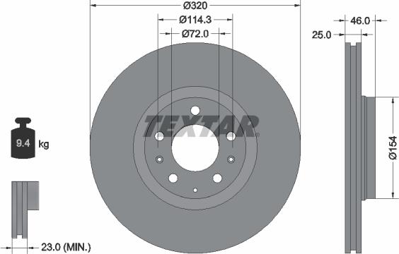 Textar 92166300 - Тормозной диск autospares.lv