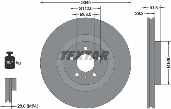 Textar 92160203 - Тормозной диск autospares.lv