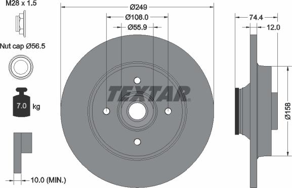 Textar 92168703 - Тормозной диск autospares.lv