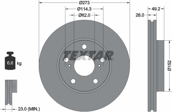 Textar 92163703 - Тормозной диск autospares.lv