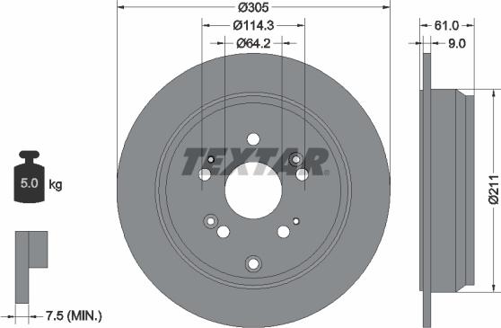 Textar 92162503 - Тормозной диск autospares.lv