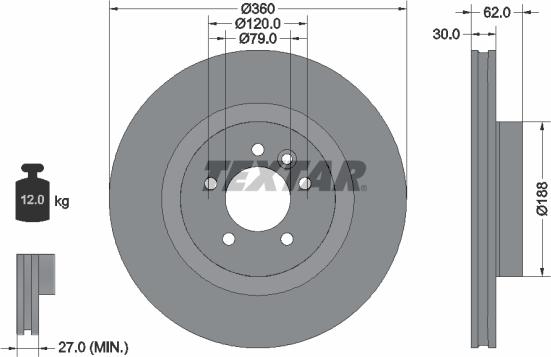 Textar 92162005 - Тормозной диск autospares.lv