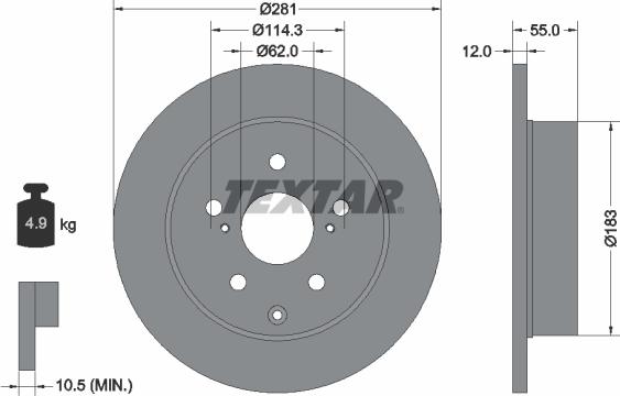 Textar 92162100 - Тормозной диск autospares.lv