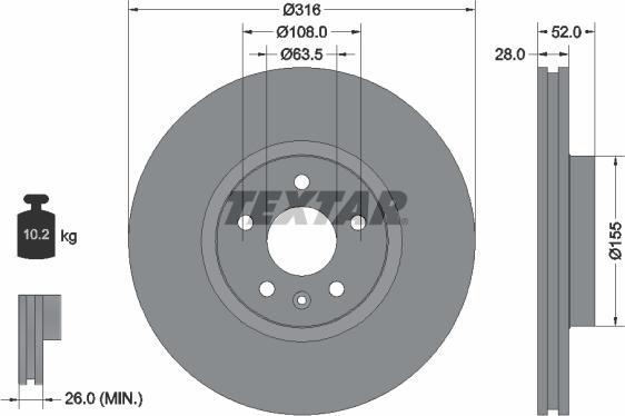 Textar 92162300 - Тормозной диск autospares.lv