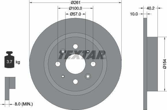 Textar 92162200 - Тормозной диск autospares.lv