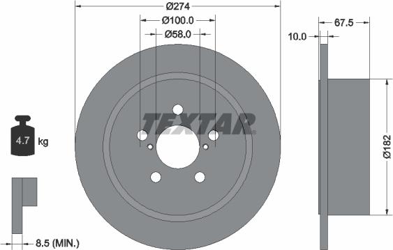 Textar 92167800 - Тормозной диск autospares.lv