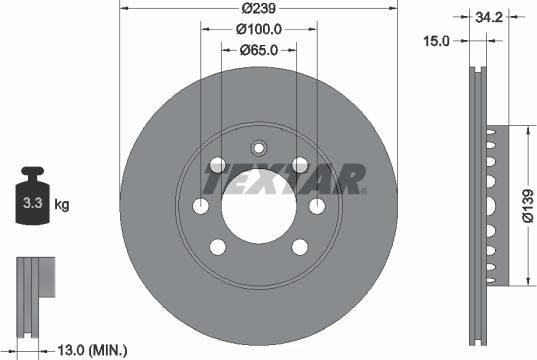 Textar 92106400 - Тормозной диск autospares.lv