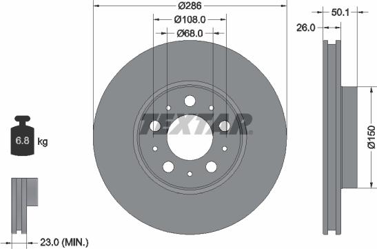 Textar 92100500 - Тормозной диск autospares.lv