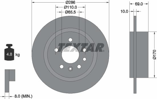 Textar 92100200 - Тормозной диск autospares.lv