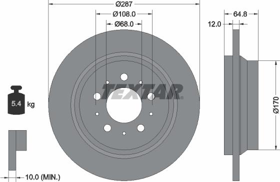 Textar 92100705 - Тормозной диск autospares.lv