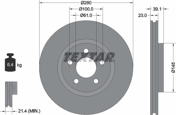 Textar 92108505 - Тормозной диск autospares.lv