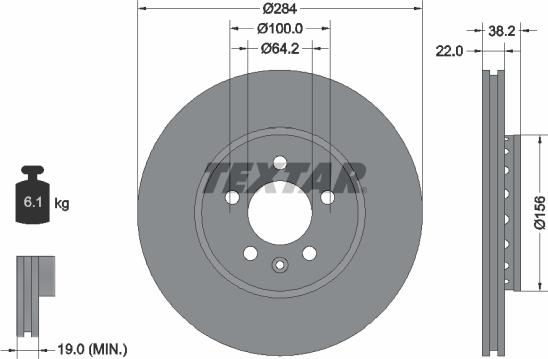 Textar 92103400 - Тормозной диск autospares.lv