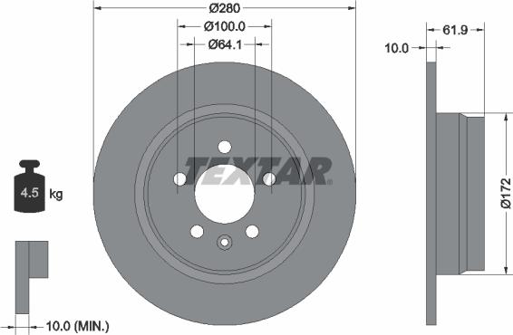 Textar 92103500 - Тормозной диск autospares.lv