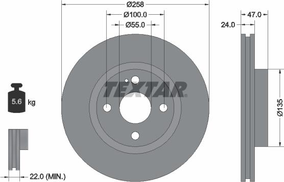 Textar 92103100 - Тормозной диск autospares.lv