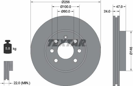 Textar 92102600 - Тормозной диск autospares.lv